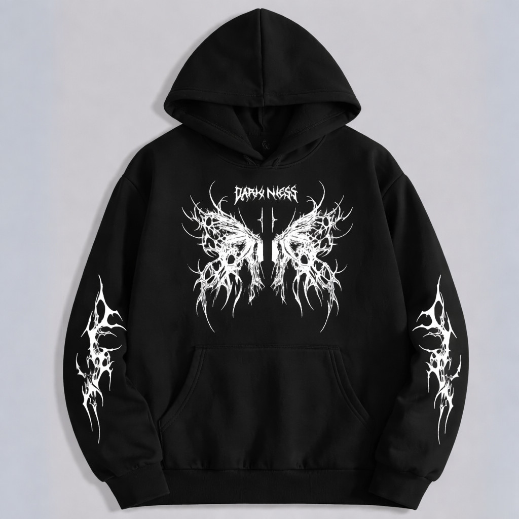 Moletom Tribal DARK Borboleta e Mangas Estilizadas Moda Alternativa Envio Imediato Premium