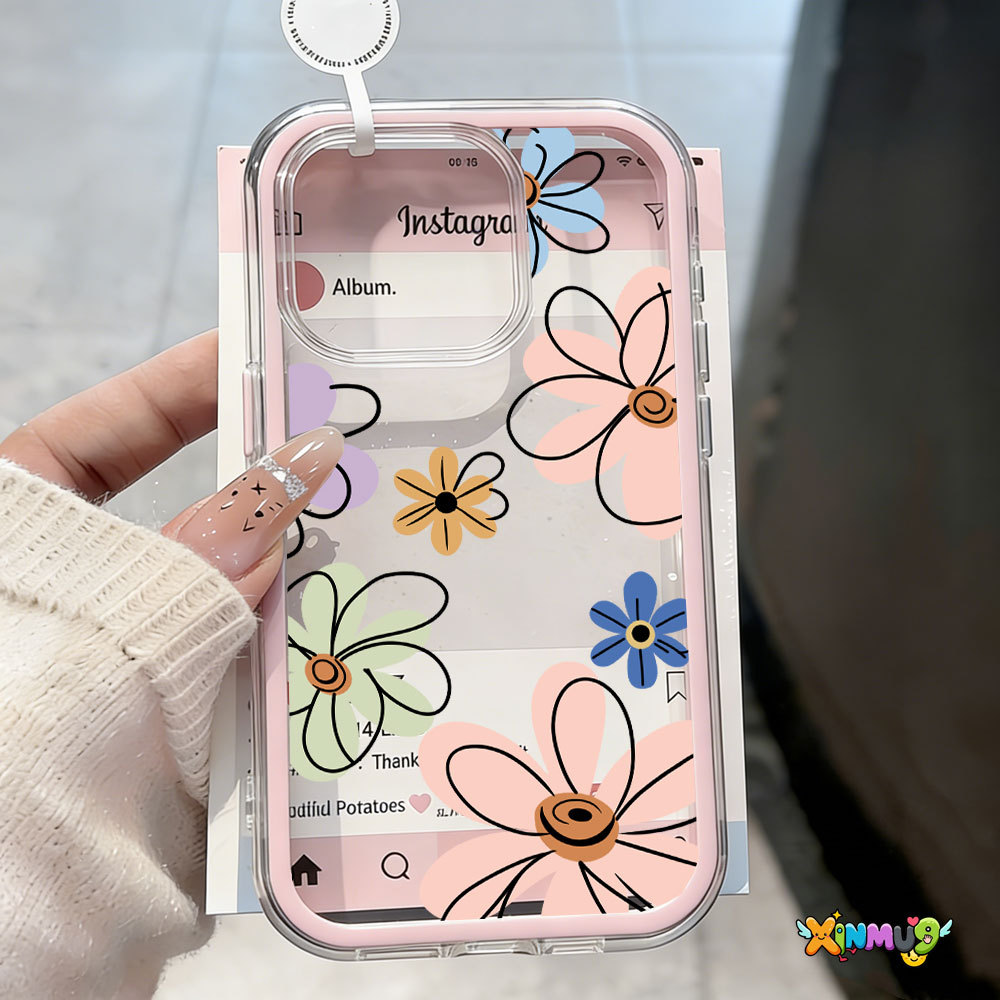Caso 2 Em 1 Quadro À Prova De Choque Para iPhone 17 Pro Max 13 11 12 16 15 14 Plus Ar XR Simples Flor Transparente Capa em Oferta na Shopee