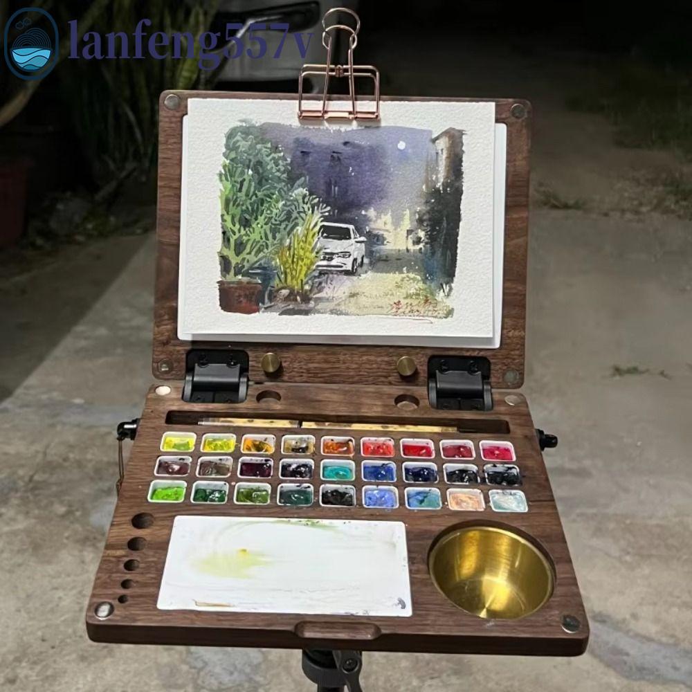 Caixa De Aquarela LANFENG , Paleta De Tinta Dobrável Multifuncional De 27 Grades , Portátil