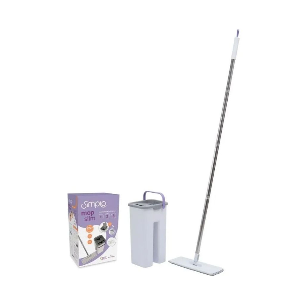 Mop Slin Lava E Seca C/ Balde 5,7L E Esfregão Simplo Branco