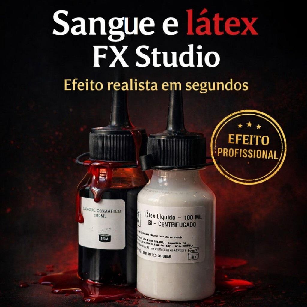 Kit Maquiagem Sangue liquido 100ml+ Latex Liquido 100ml