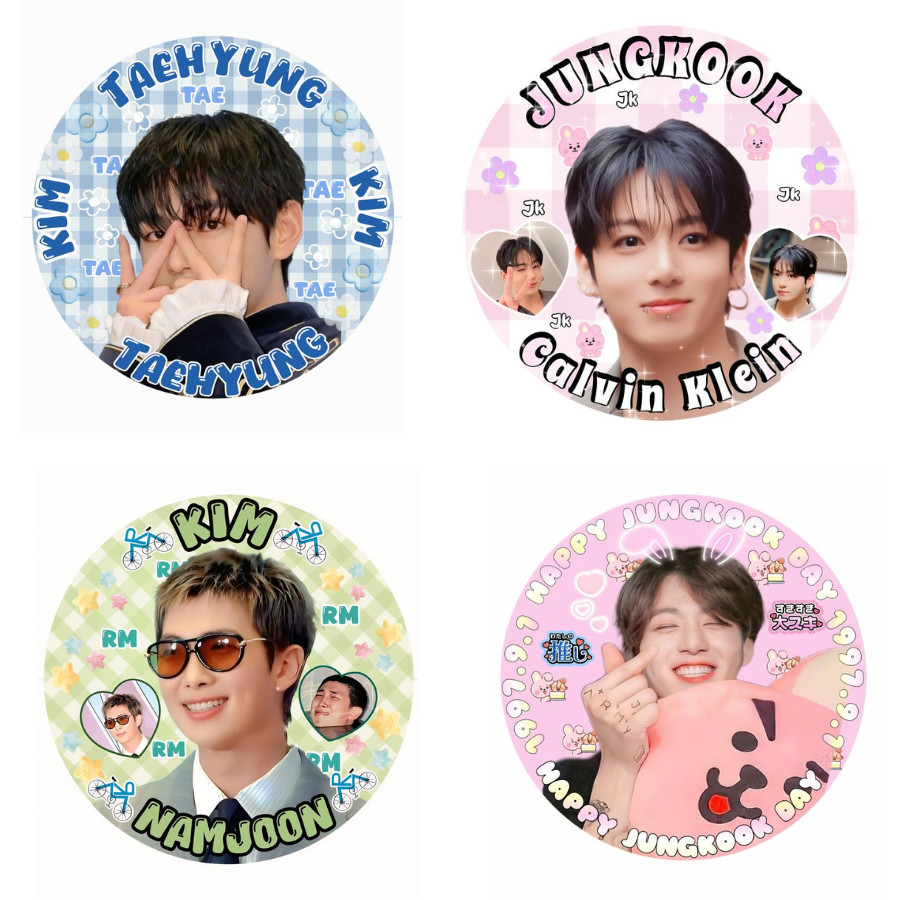 Kit 4 Bottons ,Chaveiros,Broche, K-POP  - Bottom/botton - Pins kpop Personalizados , Yoasobi ,BTS
