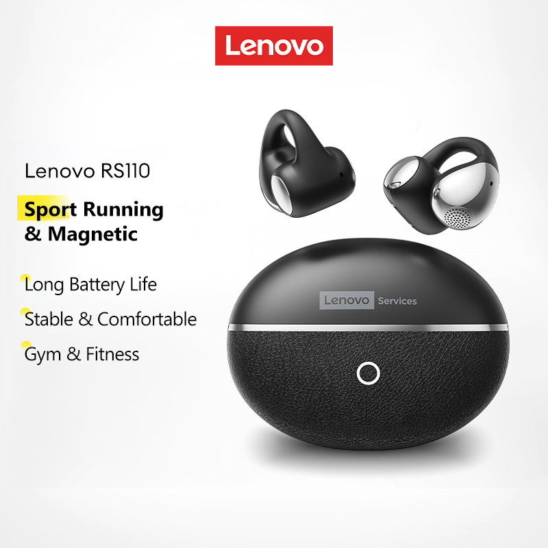 Fones De Ouvido Bluetooth Lenovo RS110 E Sem Fio Com V5.3 Som Estéreo HiFi Mais Design Esportivo Fita Para O Pescoço