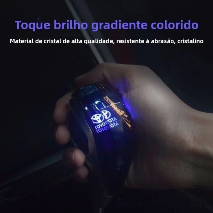 Manopla de Câmbio Cristal com Iluminação LED e Sensor Touch para Visual Premium de Carro