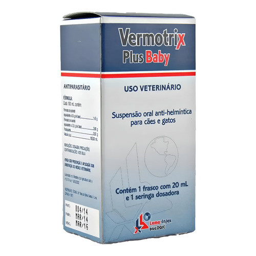 Remédio Para Verme Cães Gatos Filhotes Vermotrix Plus Baby 20ml Gotas Vermífugo Pet