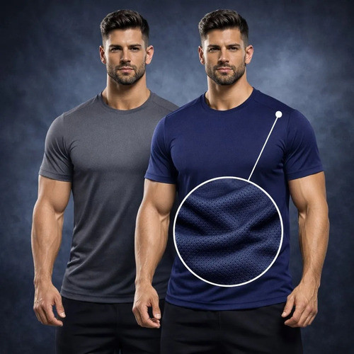 Kit 2 Camisetas Dry Fit Masculina Academia Treino Anti Suor Respirável Secagem Rápida Proteção UV