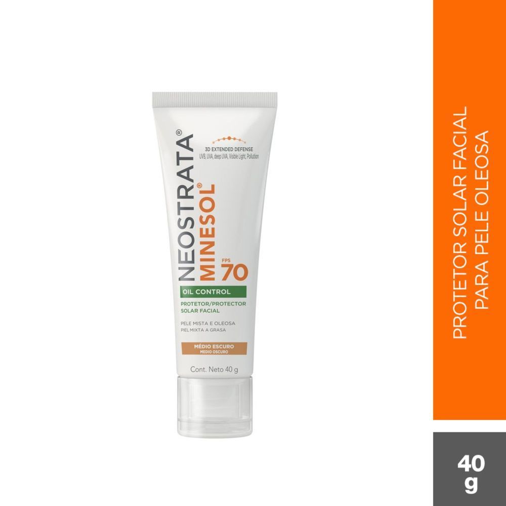 Protetor Solar Facial Antioliosidade FPS70 Neostrata Minesol Oil Control Médio Escuro 40g em Oferta na Shopee