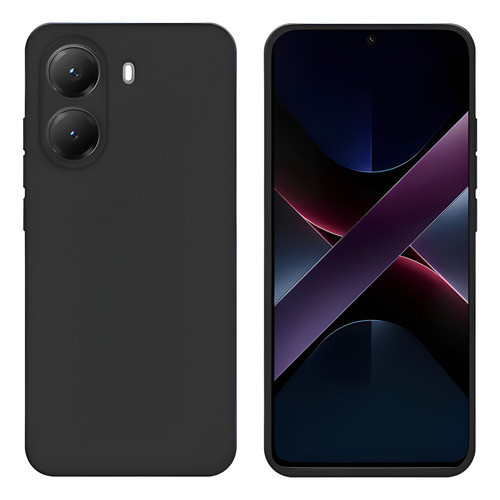 Capa Silicone Aveludada Preta Para Xiaomi Poco X7 Pro Preto