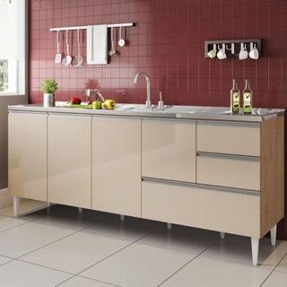 Balcão Maceió Para Pia 1,80 4 Portas Com Gavetão Amêndoa Off em Oferta na Shopee