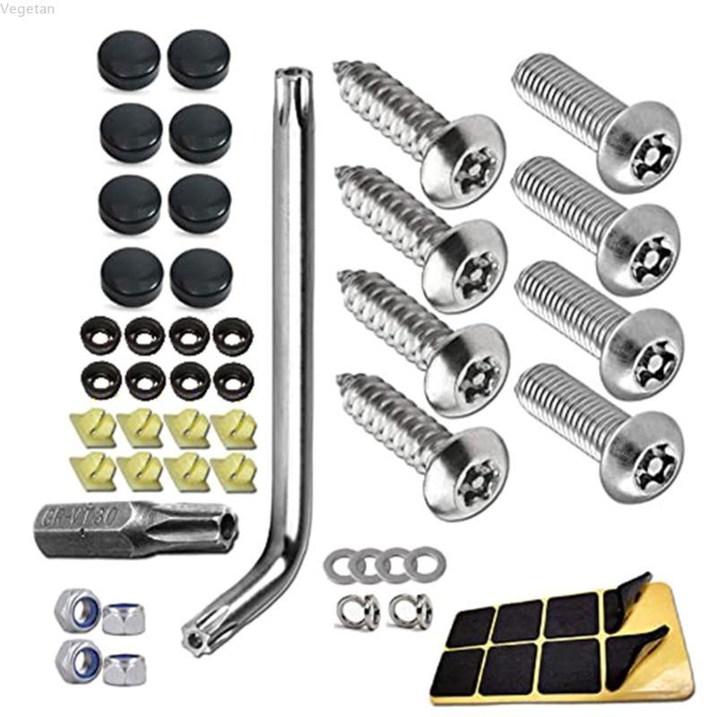 Conjunto Parafusos Placa Licença Veg l Hardware Montagem Universals Nut Caps