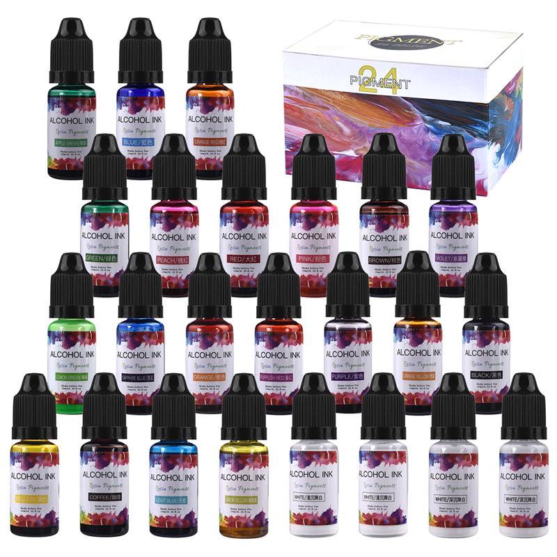 10ml 22 Cores Tinta De Álcool Arte Resina Epóxi Difusão Pigmento Corante Líquido Para DIY UV Molde Jóias Fazendo