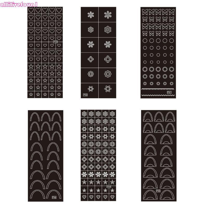 allilivefoua1 6 Peças Estênceis Aerógrafo Oco, Adesivos Para Unhas, Criam Designs Exclusivos Festas