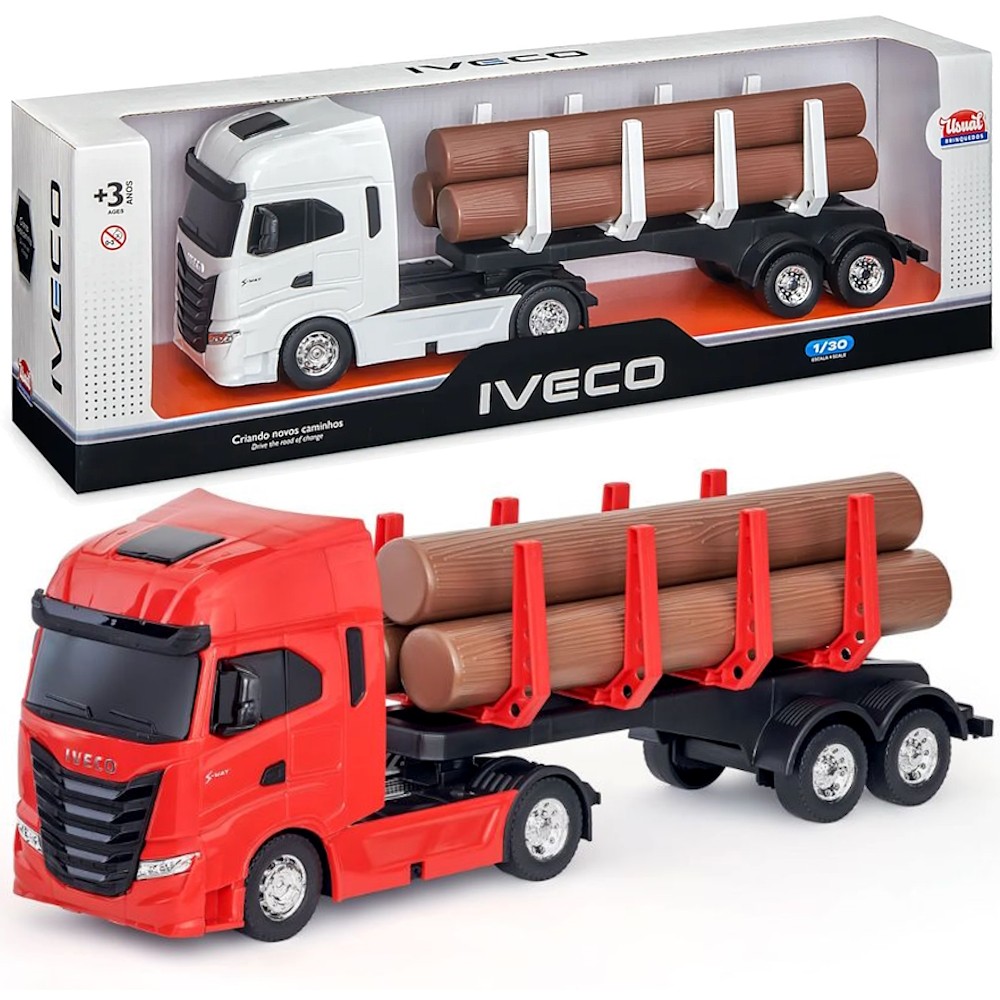 Carreta de Brinquedo Iveco com Carga de Toras Realista Iveco