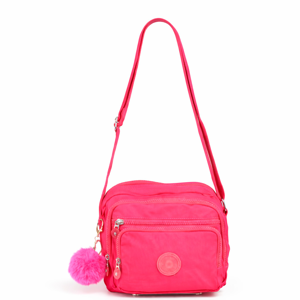 Bolsa Feminina Transversal Pequena Compacta Com Alça Ajustável Vários Bolsos Zíper E Chaveiro