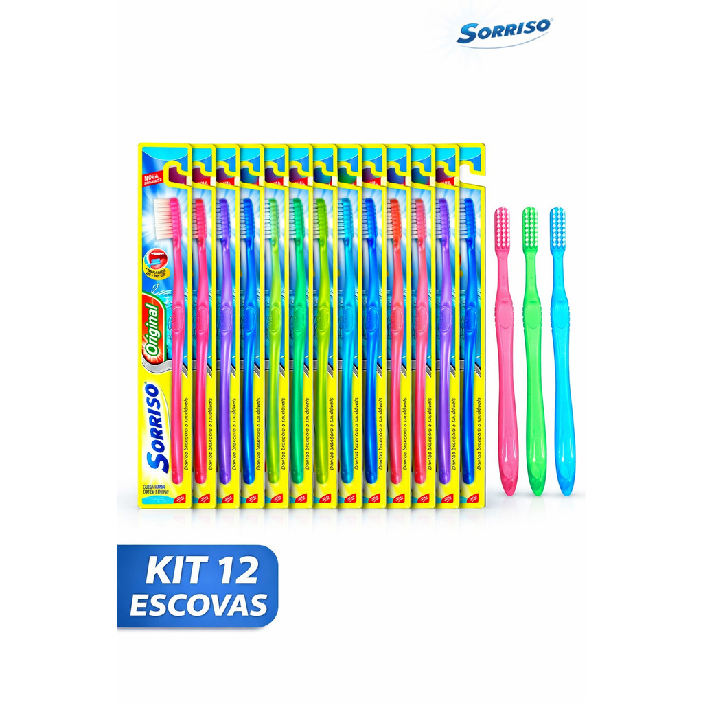 Kit 12 Escova Dental Sorriso Original Cerdas Duras