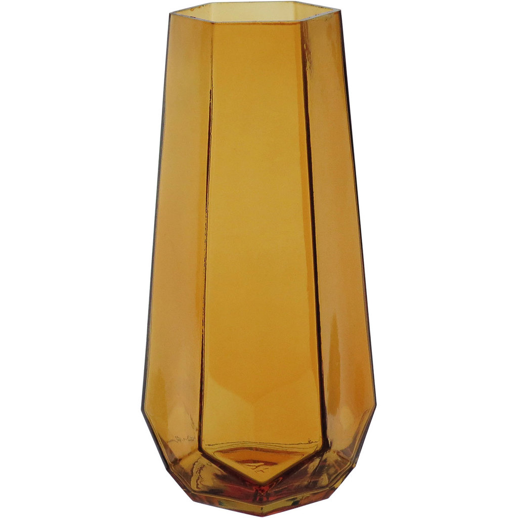 VASO DECORATIVO ENFEITE PLANTA GEOMÉTRICO VIDRO 25x8x8cm ÂMBAR em Oferta na Shopee