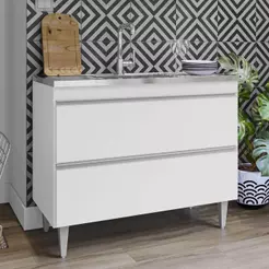 Balcão de Cozinha com Pia Inox 100cm Julia Z34 Branco - Mpozenato