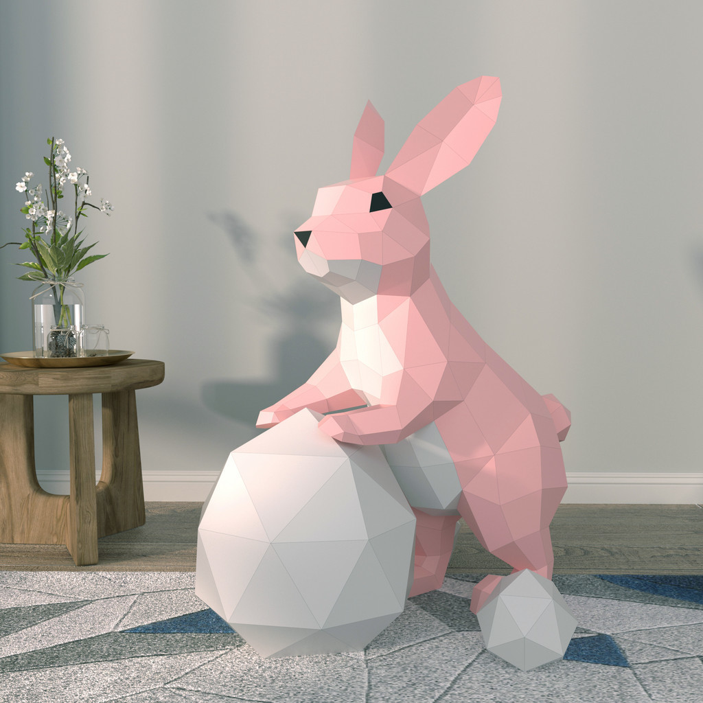 MOMO molde de papel tridimensional coelho empurrar bola de neve tridimensional piso molde de papel ornamentos DIY artesa