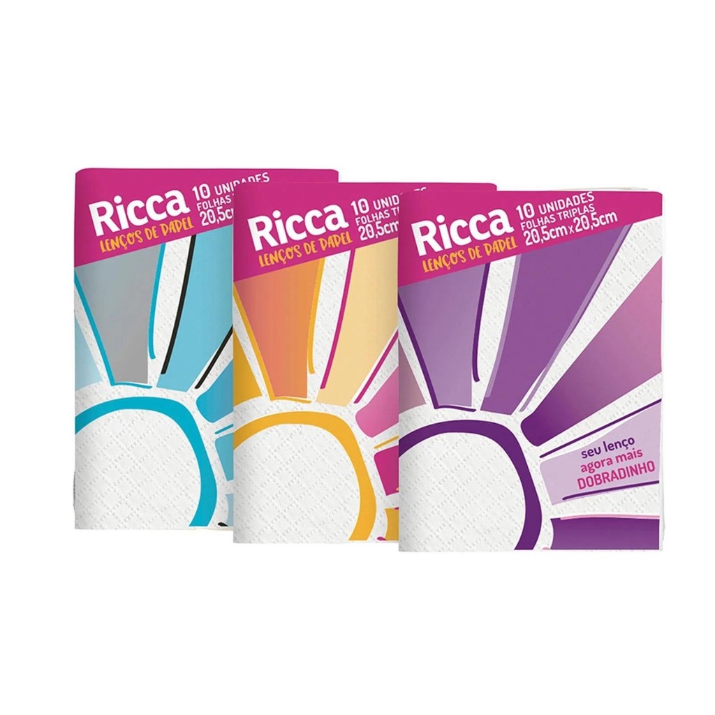 Lenço De Papel Ricca C/10 Unidades Mini 3703