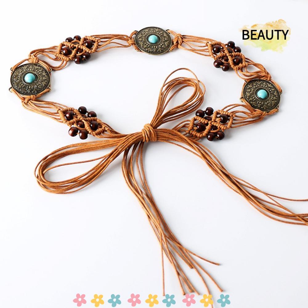 BEAUTYHOMEBR Decoração De Cintura Boêmia , Cinto Tecido Versátil Bohemia Weave , Acessórios De Estilo Étnico