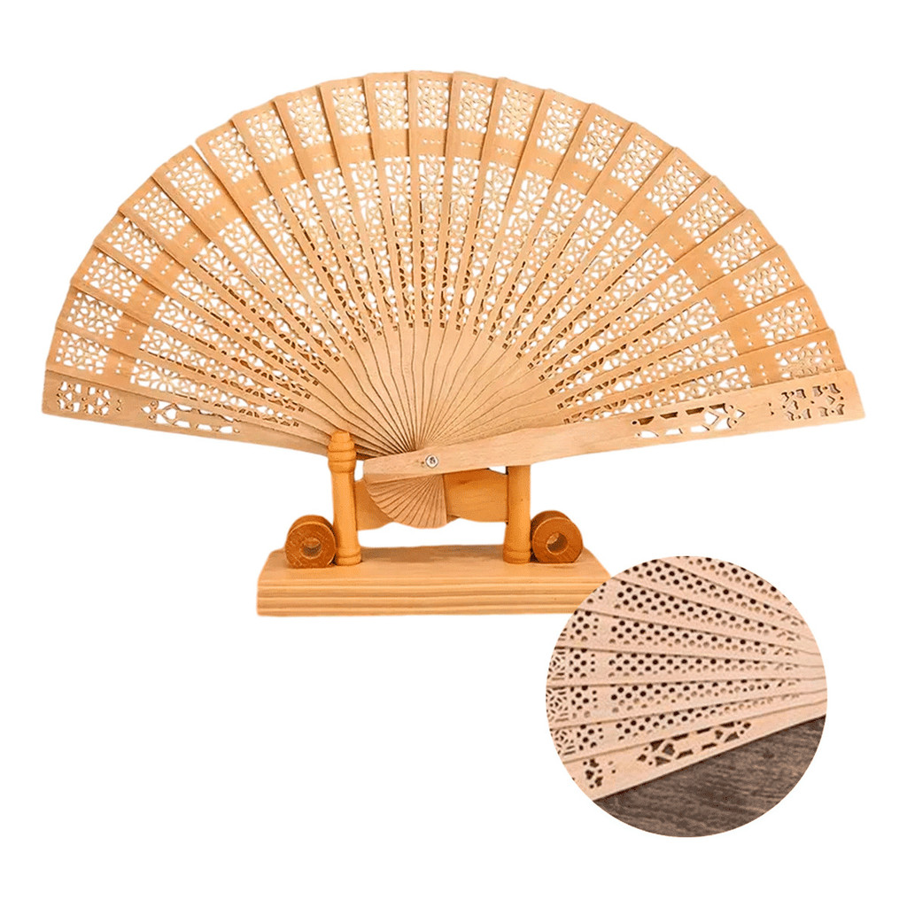 Kit 6/12 peças leque de madeira leve e elegante para casamento e lembrança