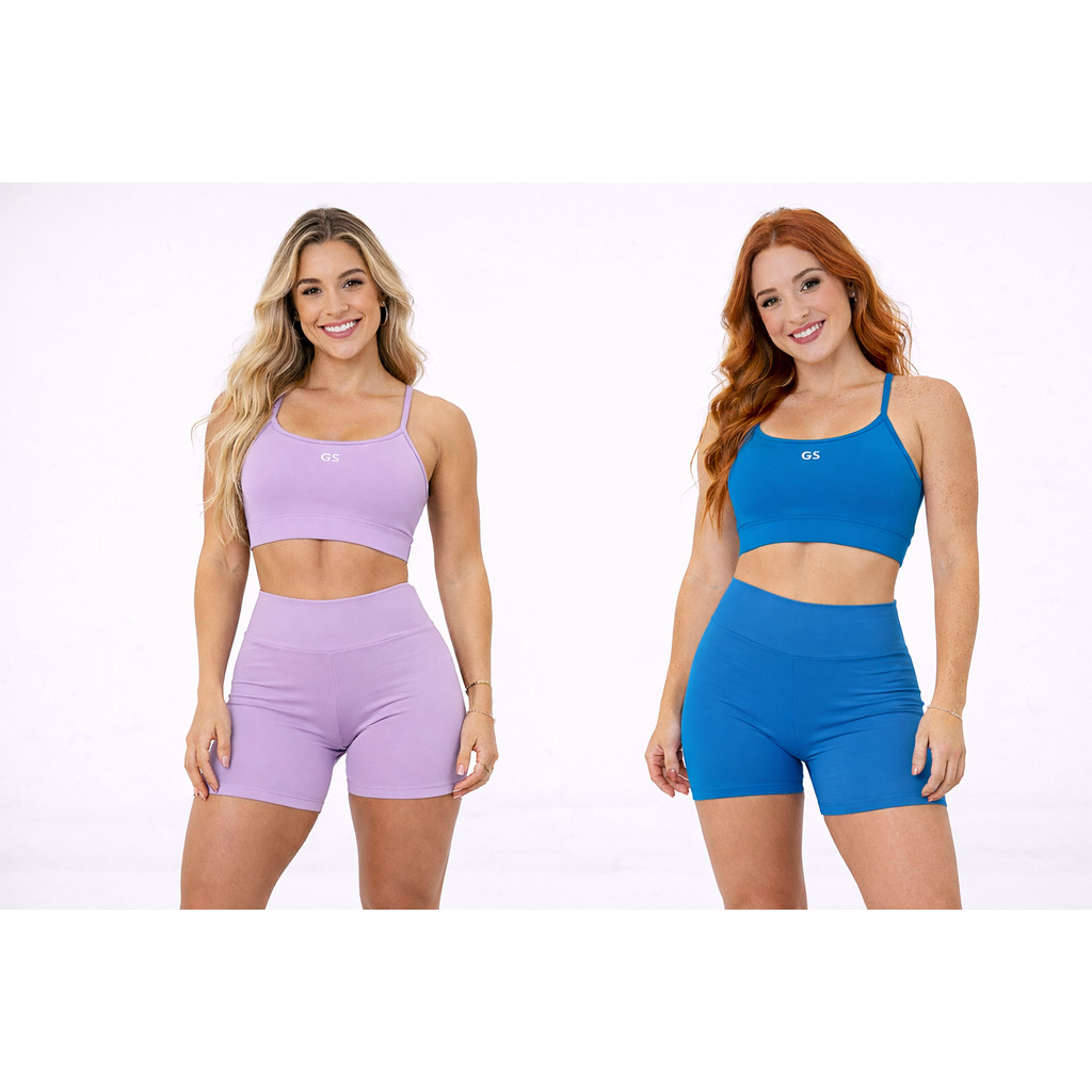 Kit Sortido 1 ou 2 Conjuntos de Academia Feminino Fitness TOP + SHORTS Premium Roupa de Academia Treino Corrida - 