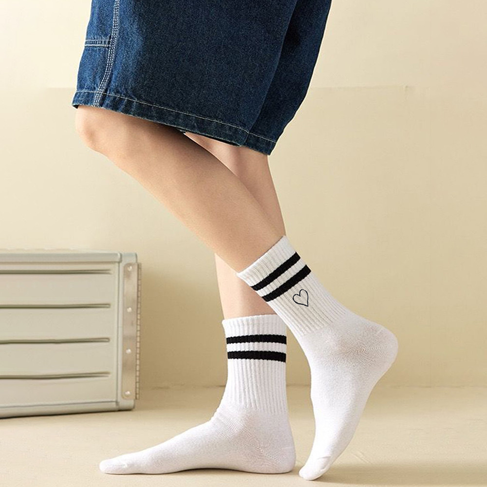 3/6/12 Pares De Meias Bordadas Da Moda – Design De Barra Paralela De Cor Sólida Para Mulheres ANJIN 99P.