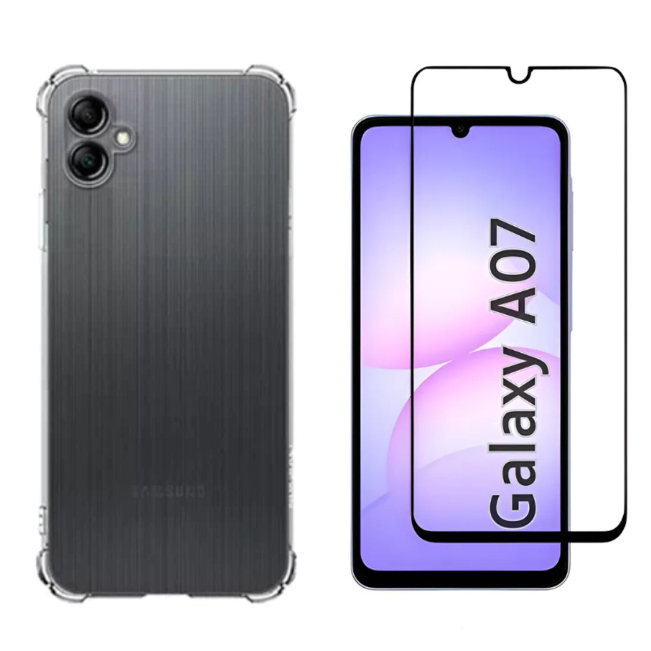 KIt Pelicula Vidro 3D Samsung A07 + Capa Anti Shock Capinha