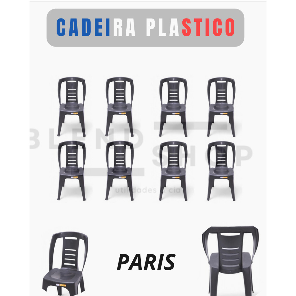 Cadeira Paris Premium 154kg INMETRO-  Escritório, Lazer, Varanda, Adegas, Cozinhas - KIT 8 Cadeiras