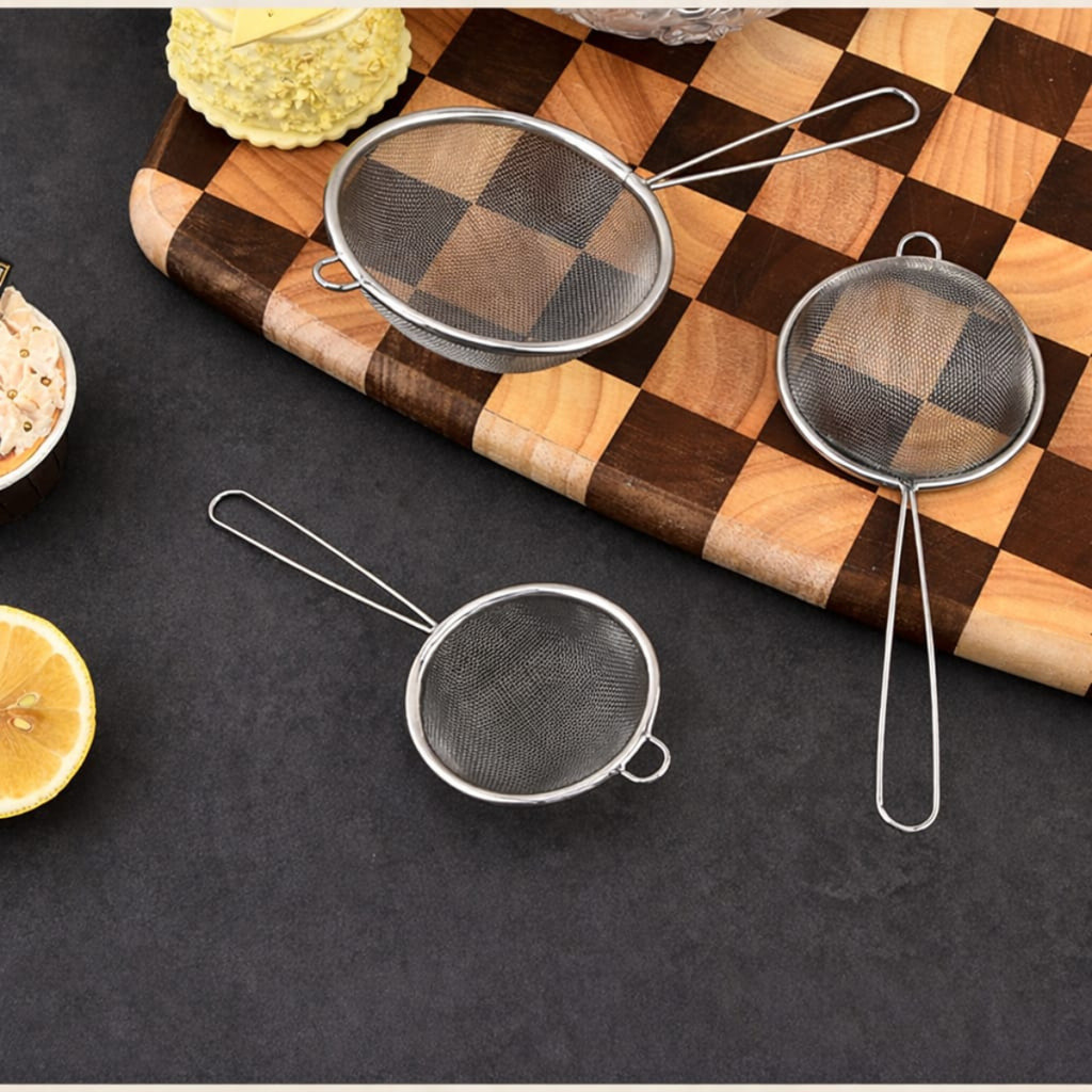 Kit 3 Peneira Coador De Peneiras Aço Inoxidável Para Cozinha Peneira De Cozinha