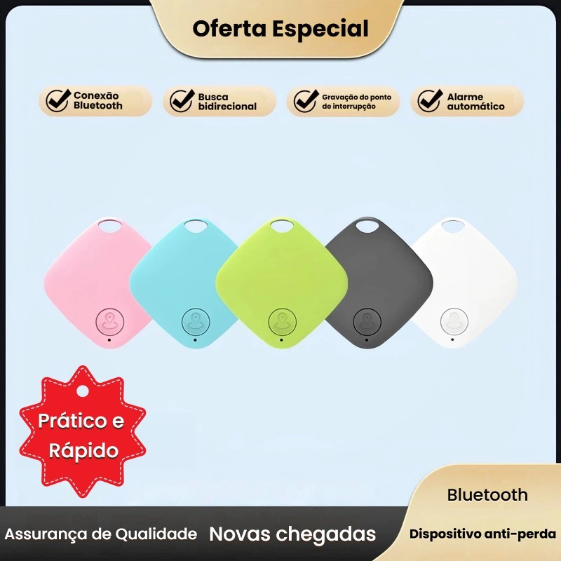 Rastreador Inteligente Bluetooth Diamante Preto: Alarme Bidirecional para Chaves e Pets