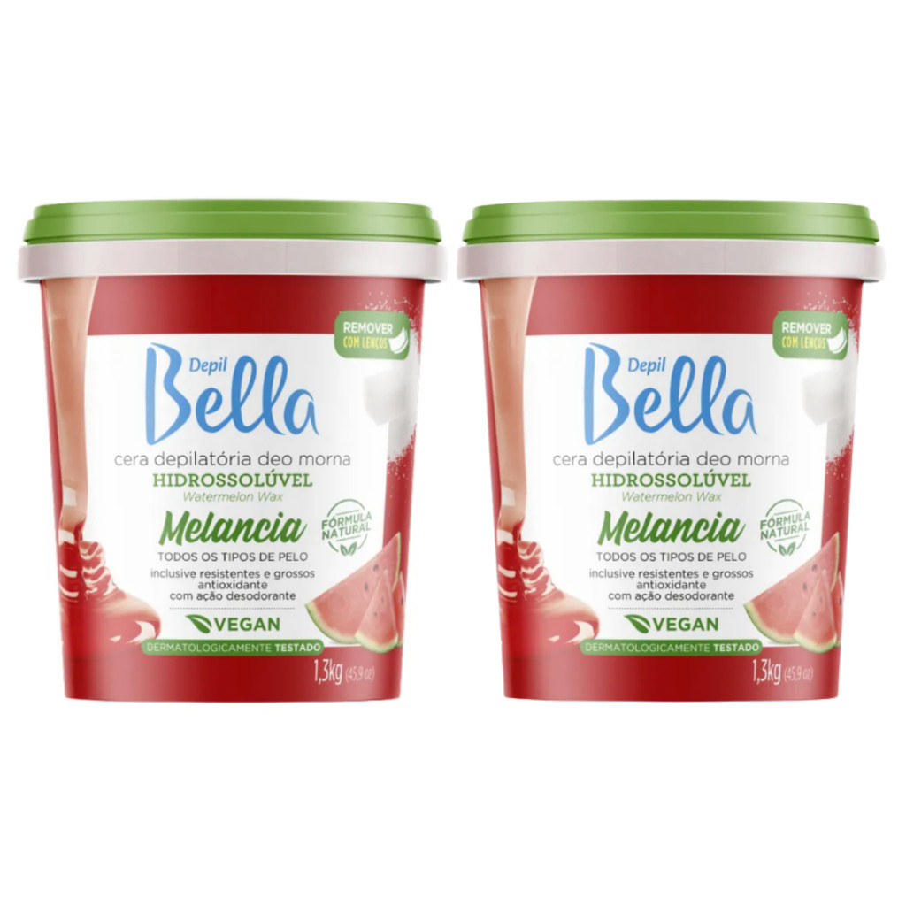Kit Cera Depil Bella Hidrossolúvel Melancia 1,3kg C/02