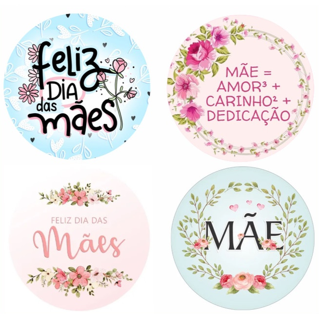 Kit  100  Etiquetas Adesivos selos  Dia das Mães 4x4 Sortidos
