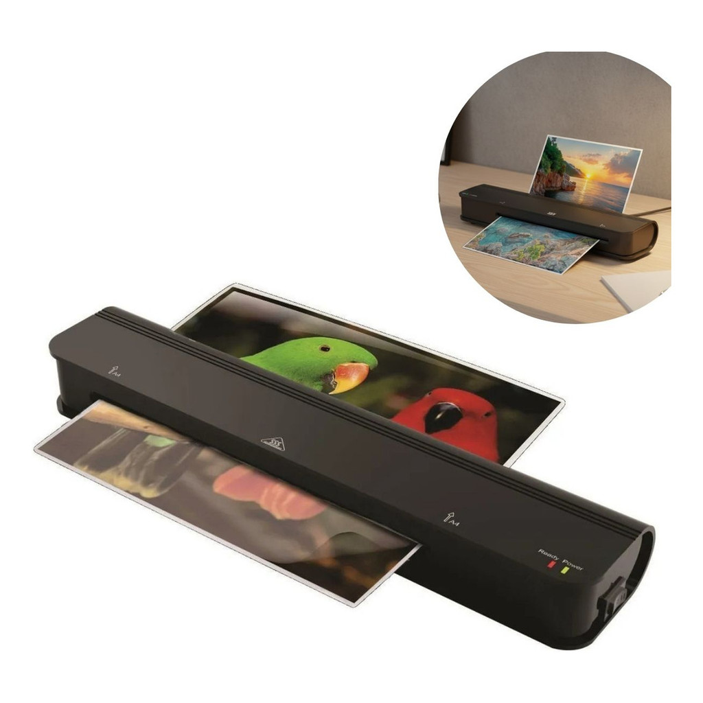Plastificadora A4 300W 127V Preta Para Documentos Fotos Certificados Escritório Escola Casa