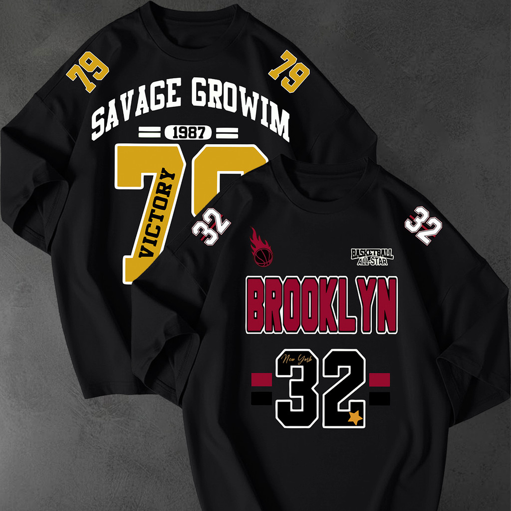 Kit 2 Camisetão Oversized Streetwear Brooklyn Número 32 Unissex Algodão Casual Moda Urbana Camiseta