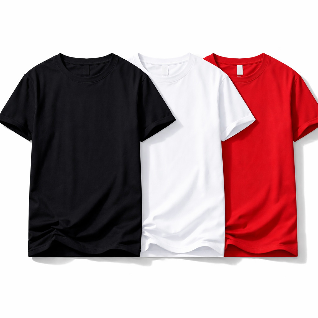 Kit três camisetas lisas 100% algodão muita qualidade camiseta vermelha camiseta preta camiseta branca natal barato