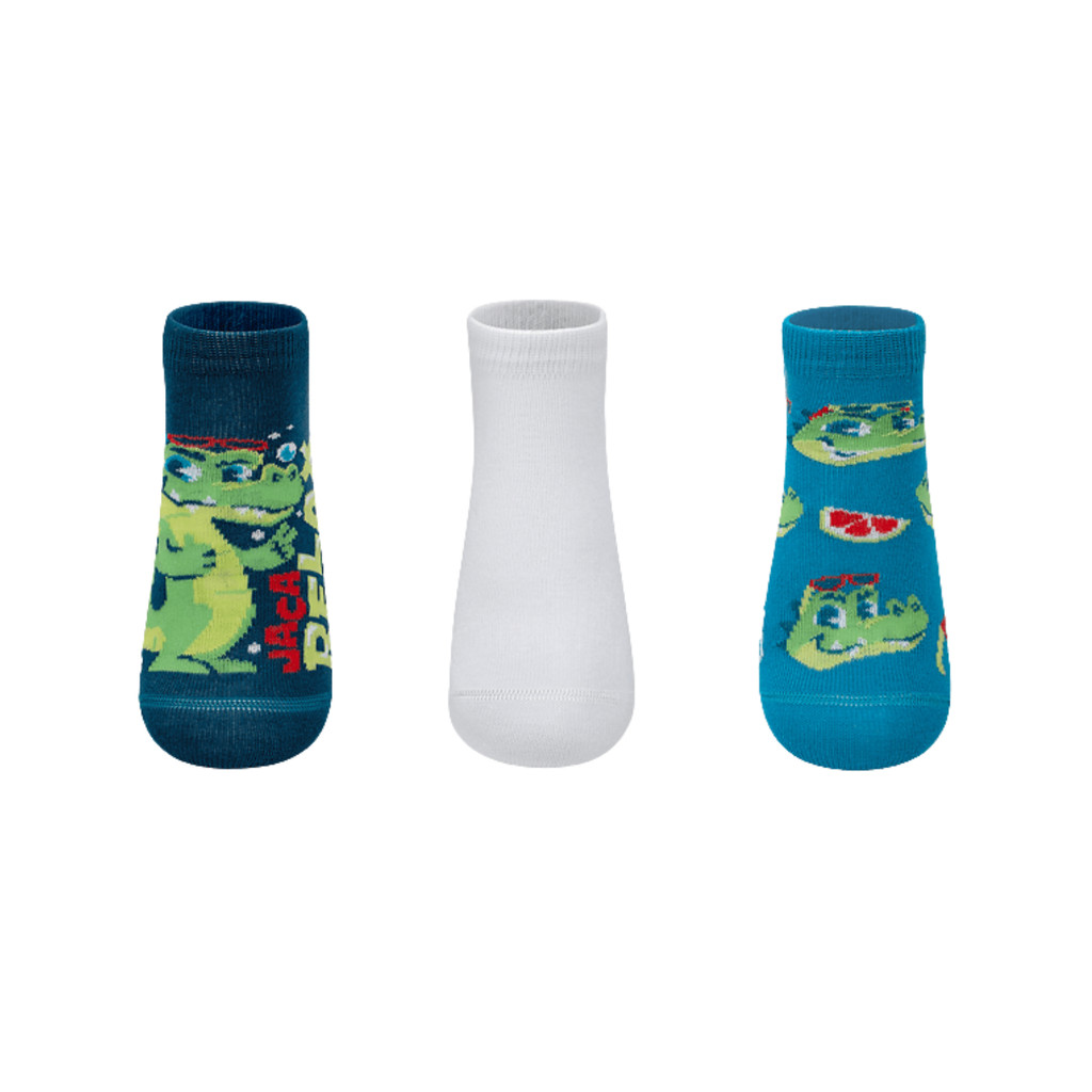 Kit Com 3 Meias Cano Curto Jacaré Relax Puket Menino Algodão