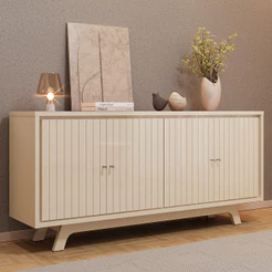 Aparador Buffet Para Sala de Jantar 4 Portas 180cm Junia D05 Off White - Lyam Decor