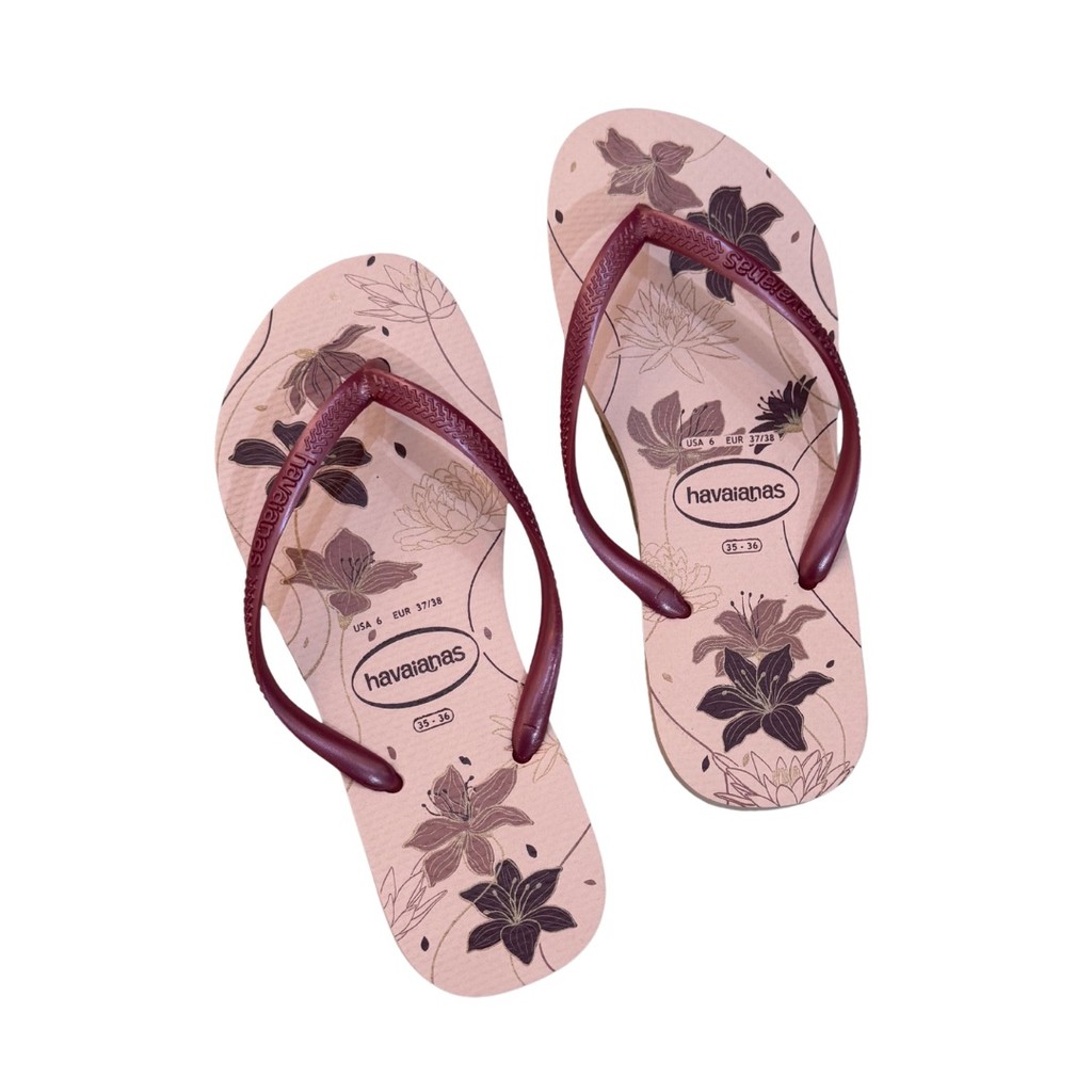 Chinelo Havaianas Slim Organic Feminino Floral Original Gold