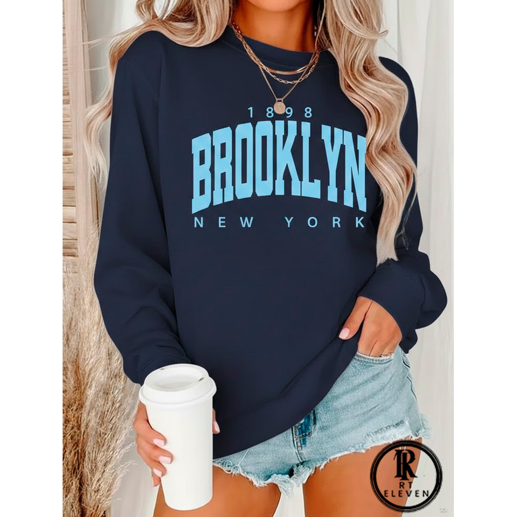 Moletom Careca 1898 Brooklyn Gola Redonda Casaco Feminino Masculino Flanelado Unissex Inverno Frio Algodão Blusão Art