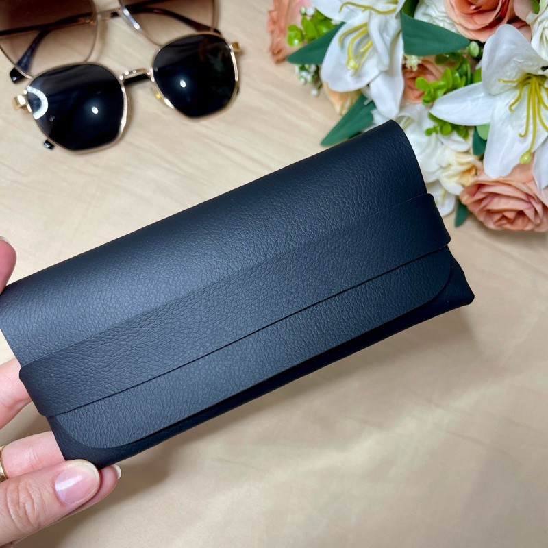 Porta óculos de sol e armação de grau estojo em couro sintético case