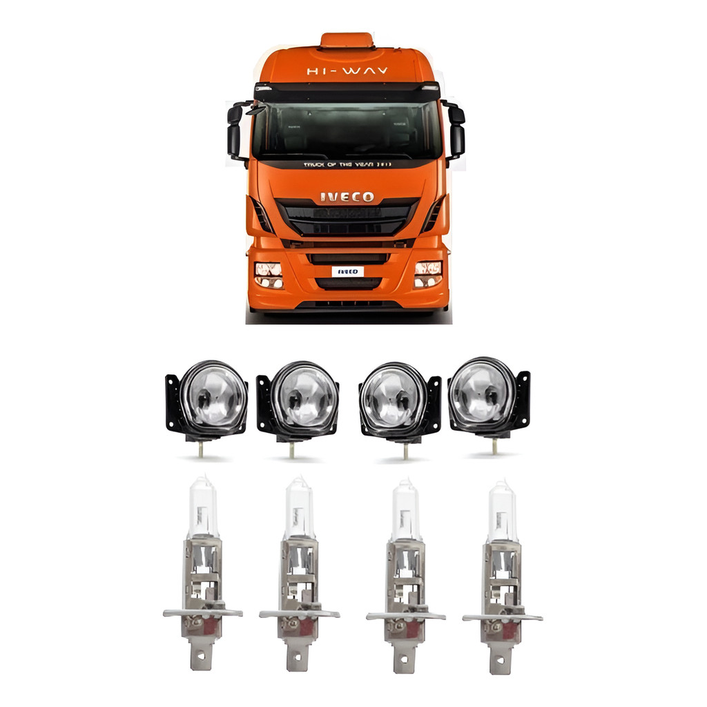 Par Farol + Milha Iveco Stralis Tector Cursor 2008 2009 2010 2011 2012 2013 2014 4PÇS