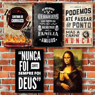Kit 5 Placas Quadros Decorativos  19x28cm Tema Churrasco E Cerveja em Oferta na Shopee