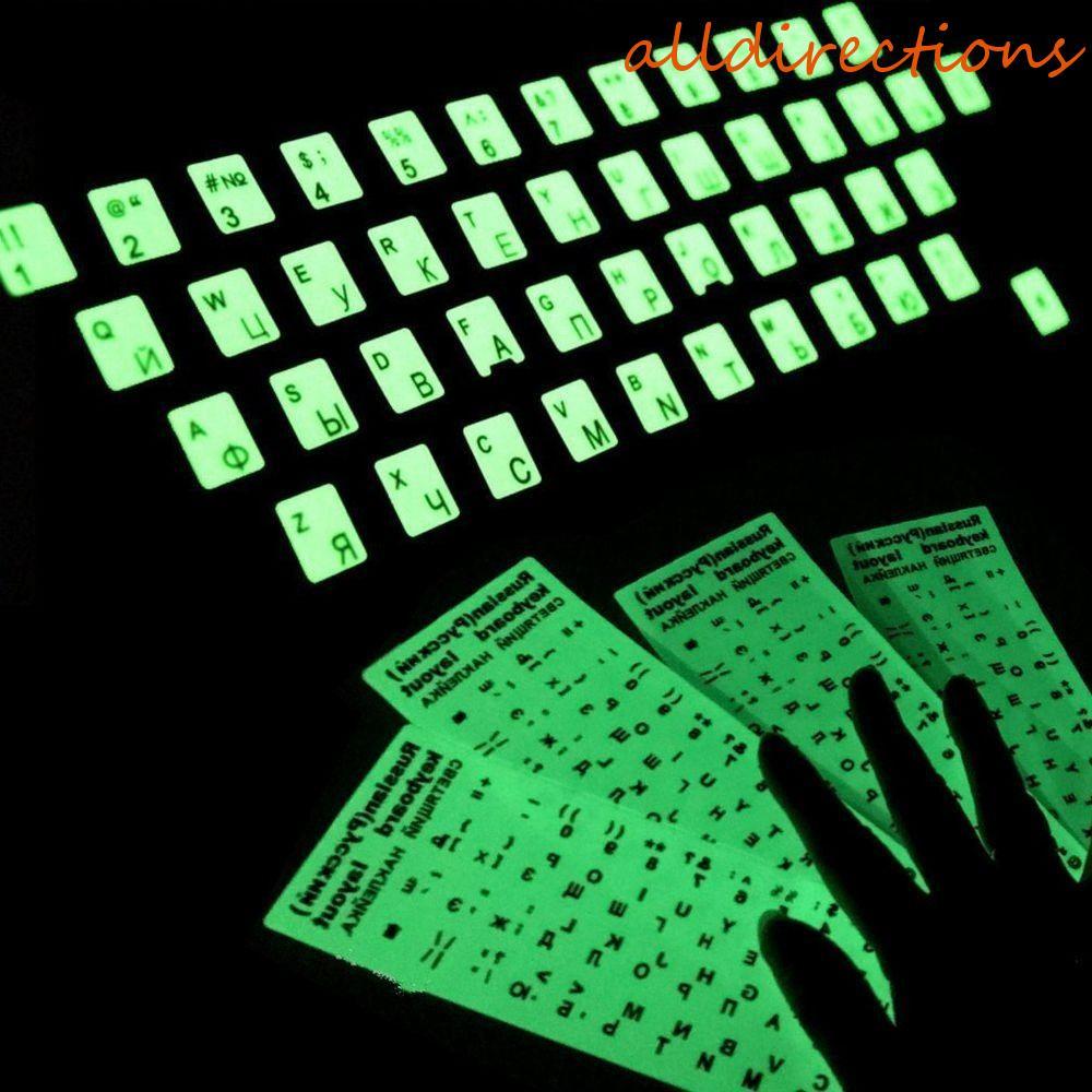 ALLDIRECTIONS Adesivos Luminosos Para Teclado Japonês Espanhol Russo Layout De Botão Do Alfabeto Multilíngue