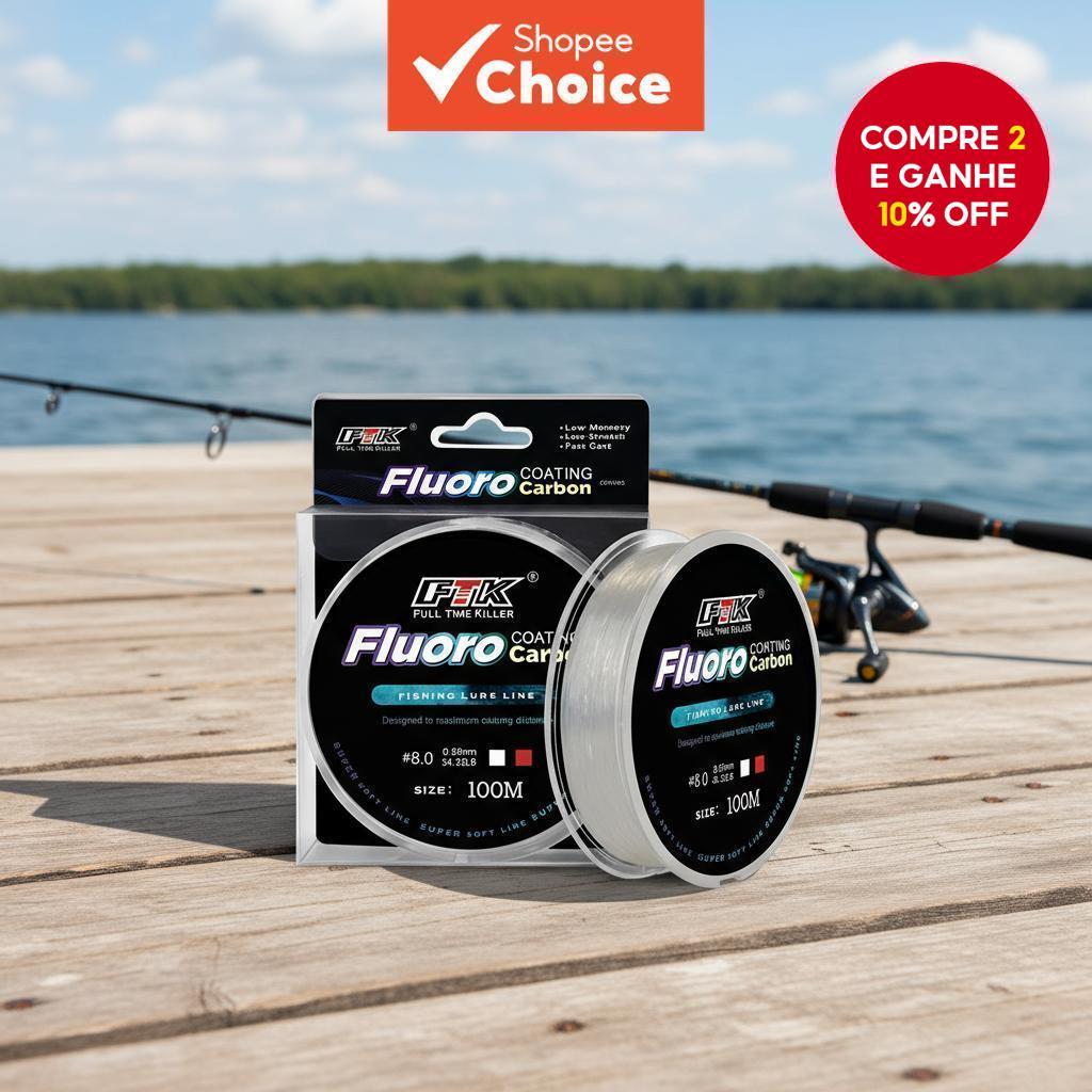 100% Fluorocarbon Revestimento de Linha de Choque Líder FTK Linha de Pesca Pré-Fabricada
