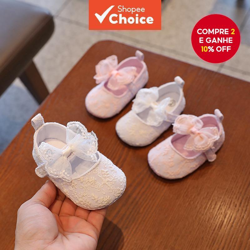 Sapatos Mary Jane Antiderrapantes Para Meninas | Primeiros Caminhantes Com Sola Macia Sociais Infantis Detalhe De Arco