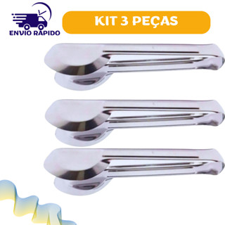 Kit 3 Pegadores Universal de Saladas Salgados Doces em Inox 29cm em Oferta na Shopee