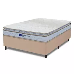 Cama Box Casal Probel Espuma D33 Pillow Top 138x188x56cm Guarda Costas Lyon Branco/Bege