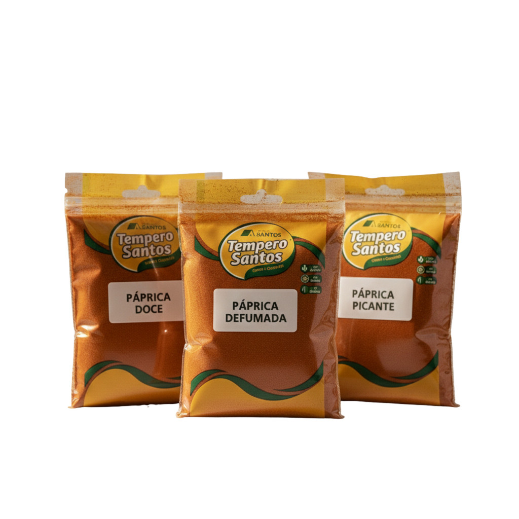 Kit Pápricas 3 Sabores - Páprica Doce 50g / Páprica Defumada 50g / Páprica Picante 50g – Tempero Santos