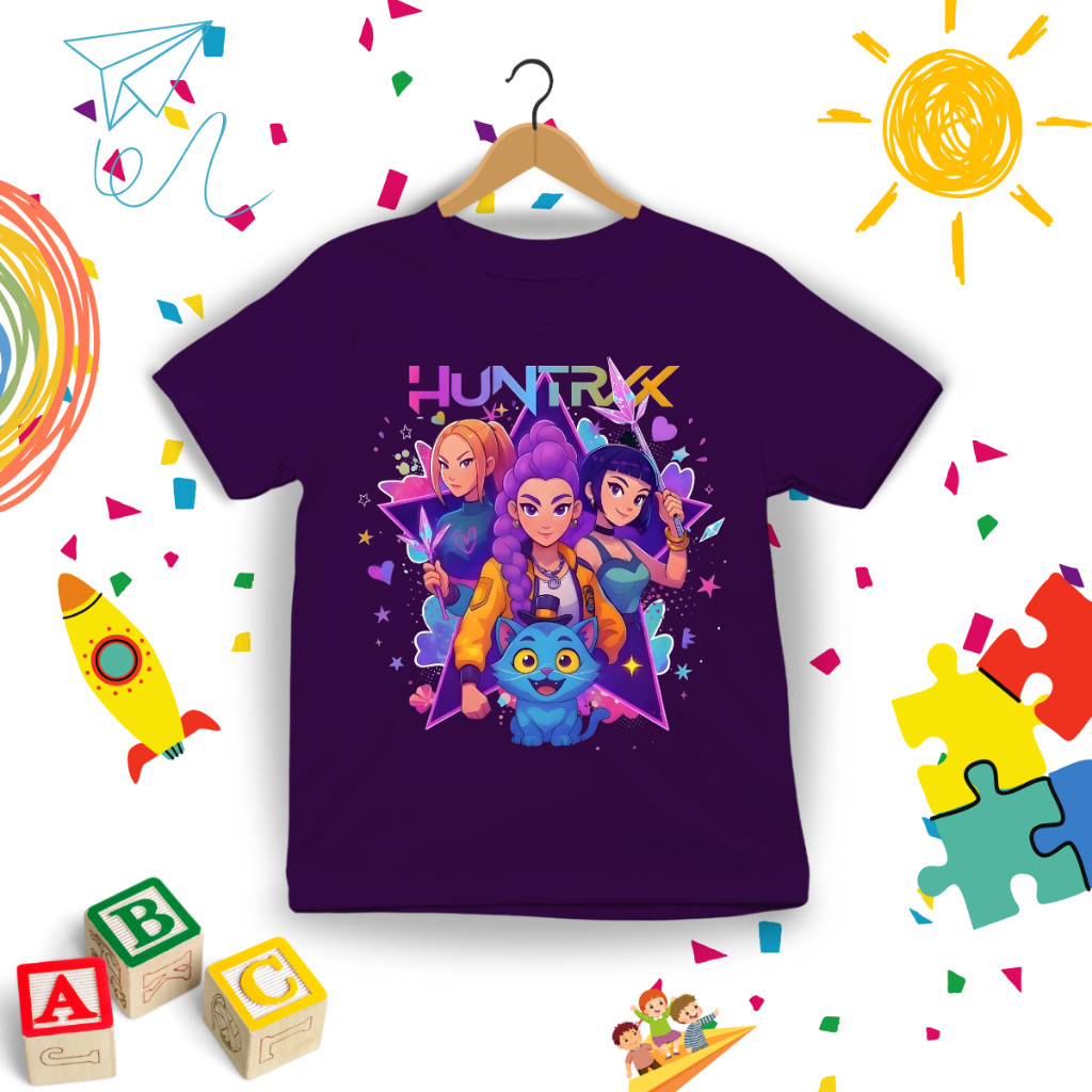 Camiseta Infantil Huntrix Camisa 100% Algodão Kpop Demon Hunter Huntrix Menina Lançamento em Oferta na Shopee